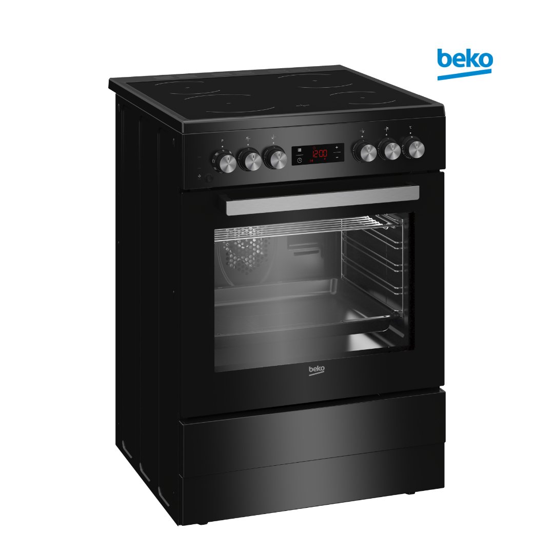 CUISINIERE BEKO 4FEUX 60X60 INDUCTION + FOUR ELECTRIQUE NOIR FSM6730SBCS