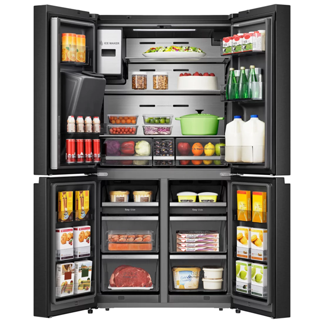REFRIGERATEUR HISENSE SIDE BY SIDE 4PORTES 522L AVEC FONTAINE + ECRAN NOIR WIFI RC68WC4SB