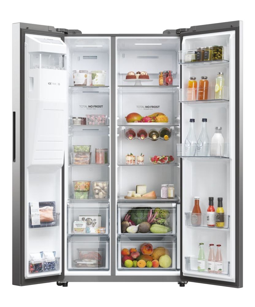 REFRIGERATEUR HAIER SIDE BY SIDE 2PORTES DISTRIBUTEUR GLACON GRIS HSW59F18EIMM