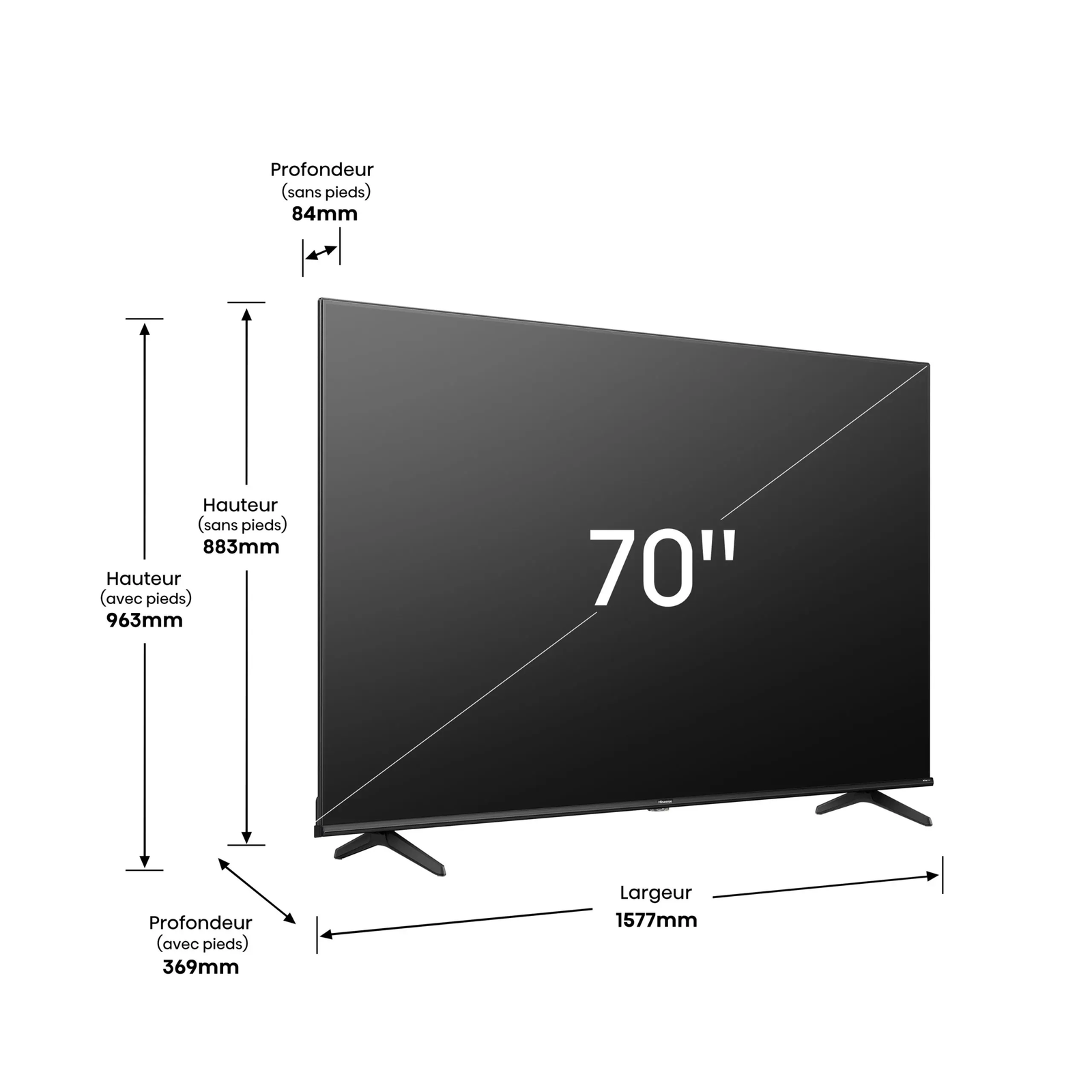TELEVISEUR HISENSE 70'' LED SMART UHD 4K 70A6K